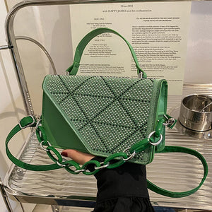 YK2 Diamond Patchwork Crossbody Bag for Women Small Flap Bag