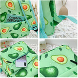 Avocado Pattern Canvas Women Bag Ladies Backpack Large Capacity