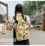 Avocado Pattern Canvas Women Bag Ladies Backpack Large Capacity