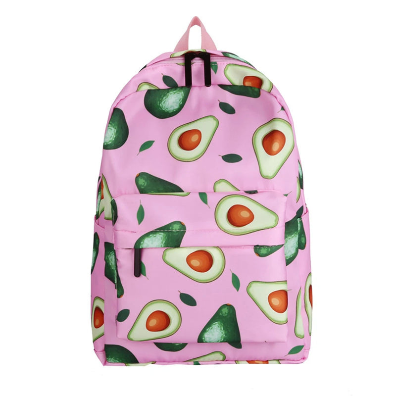 Avocado Pattern Canvas Women Bag Ladies Backpack Large Capacity