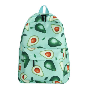 Avocado Pattern Canvas Women Bag Ladies Backpack Large Capacity