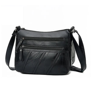 Women Messenger Bag Washed PU Leather Shoulder Bag Casual Square Bag