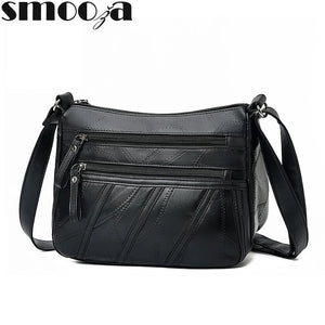 Women Messenger Bag Washed PU Leather Shoulder Bag Casual Square Bag