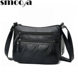 Women Messenger Bag Washed PU Leather Shoulder Bag Casual Square Bag