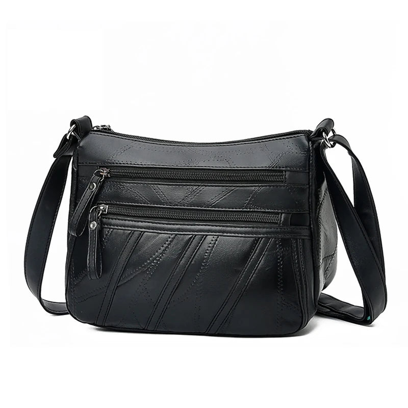 Women Messenger Bag Washed PU Leather Shoulder Bag Casual Square Bag