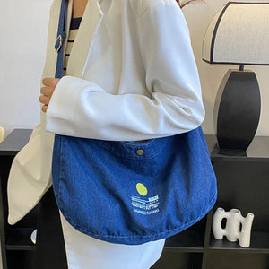 Denim Shoulder Bags for Women Solid Canvas Satchels Cotton Women Messenger Bags