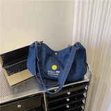 Denim Shoulder Bags for Women Solid Canvas Satchels Cotton Women Messenger Bags
