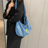 Denim Shoulder Bags for Women Solid Canvas Satchels Cotton Women Messenger Bags