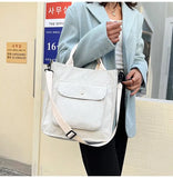 Vintage Corduroy Shoulder Bag Women Zipper Casual Tote Handbag