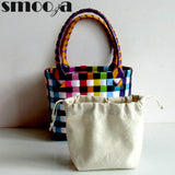 PVC Women Bucket Bag Small Woven Handbag