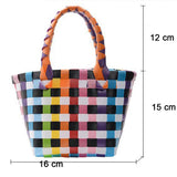 PVC Women Bucket Bag Small Woven Handbag