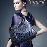 Crocodile Leather Shoulder Bag Large Capacity
