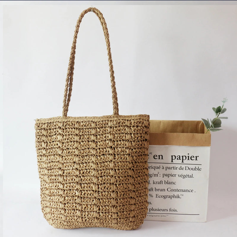 Straw Bucket Totes Women Shoulder Bags Beach Bag Ladies Hand Bags Female
