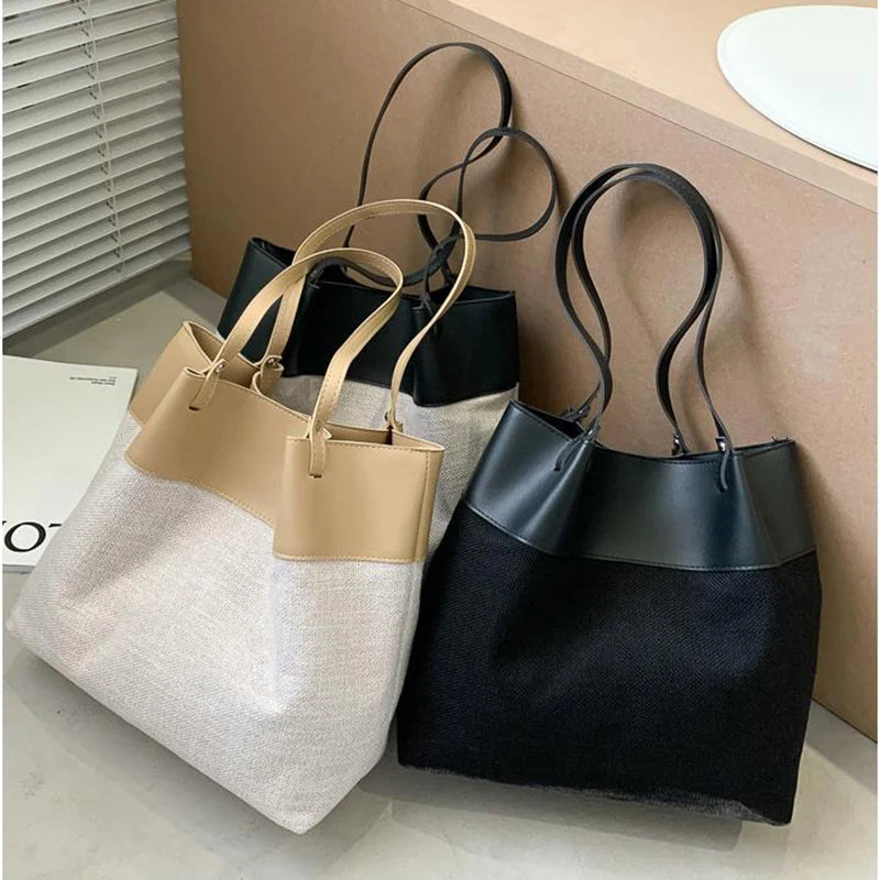 Canvas Handbags Women Large Capacity Casual Vintage Female Shoulder Bag