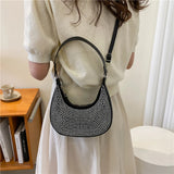Women's Crossbody Bag Underarm Bag with Diamonds