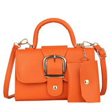 WomenSoft Leather Purses & Handbag 2 Pcs Set Shoulder Bag Top-handle Bag Brands