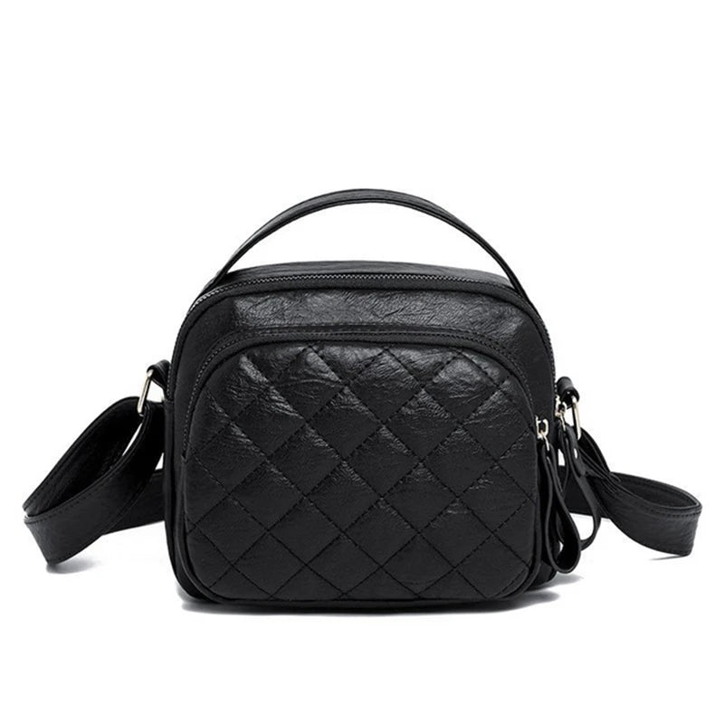 Women's Soft Leather Shoulder Bag Double-layer Large-capacity Crossbody Bag
