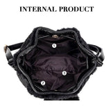 Leopard Fur Bucket Bag Women Handbag with Fur Ball