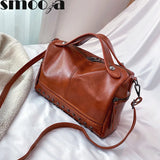 Vintage Leather Handbags Women Casual Large Capacity Solid Bags