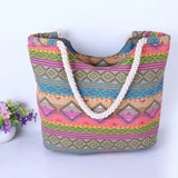 Animal Print Canvas Bags Women Elephant Print Shoulder Bags Big Capacity
