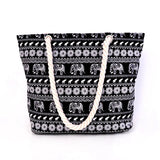 Animal Print Canvas Bags Women Elephant Print Shoulder Bags Big Capacity