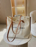 Letter Graphic Shoulder Tote Bag Female Canvas Shopping Bag
