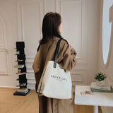 Letter Graphic Shoulder Tote Bag Female Canvas Shopping Bag