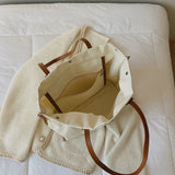 Letter Graphic Shoulder Tote Bag Female Canvas Shopping Bag
