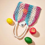 Colorful Cotton Rope Beach Bucket Bag for Women