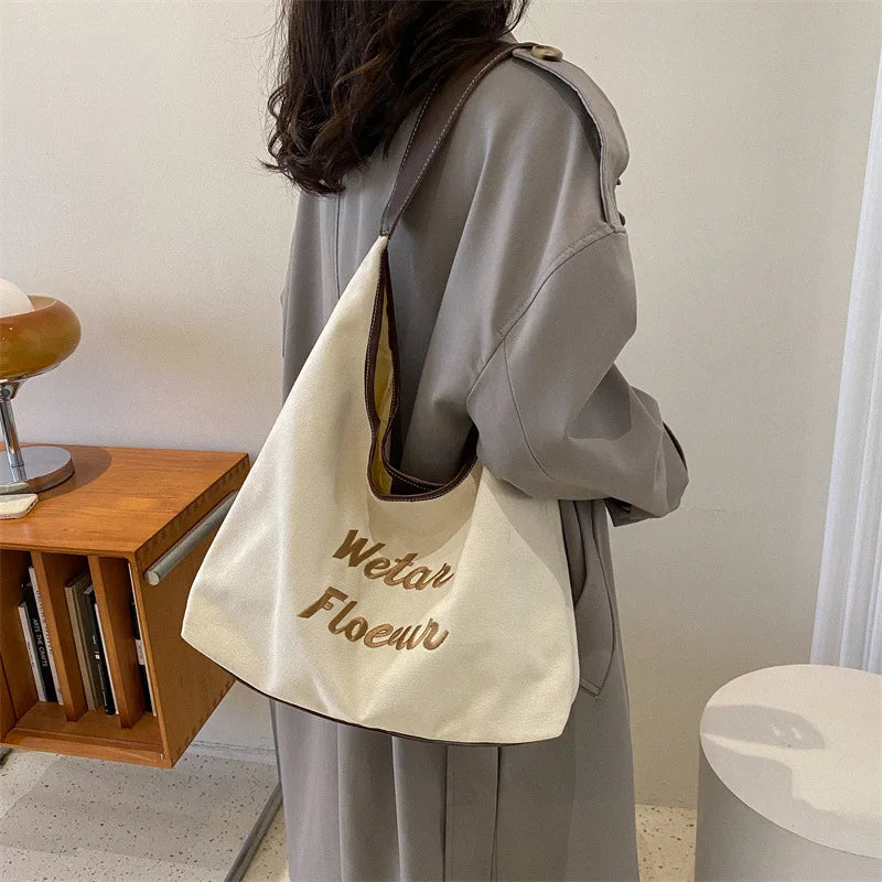 Retro Canvas Shoulder Bag Women's Tote Handbag