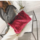 Vintage Winter Women Plush Handbags Bag Causal Women Totes Big Capacity