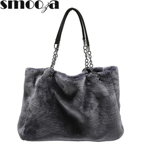 Vintage Winter Women Plush Handbags Bag Causal Women Totes Big Capacity