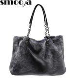 Vintage Winter Women Plush Handbags Bag Causal Women Totes Big Capacity