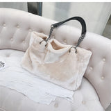 Vintage Winter Women Plush Handbags Bag Causal Women Totes Big Capacity