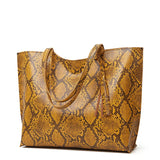 Serpentine Leather Shoulder Bag Large Tote for Ladies