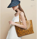 Serpentine Leather Shoulder Bag Large Tote for Ladies