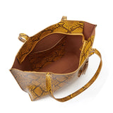 Serpentine Leather Shoulder Bag Large Tote for Ladies