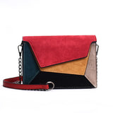 Retro Matte Patchwork Crossbody Bag with Chain Strap