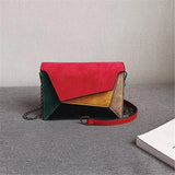 Retro Matte Patchwork Crossbody Bag with Chain Strap