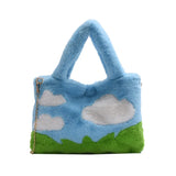 Plush Shoulder Bag Large Capacity Chain Tote Women Handbag