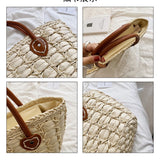 Straw Bucket Bag for Women Summer Weave Beach Basket Top Handle Handbags