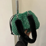 Winter Faux Fur Women Tote Bag Large Handbag Bucket Shoulder Bag