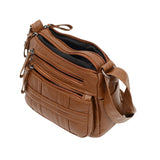 Women Large Capacity Multilayer Zipper Bag PU Leather Shoulder Handbag