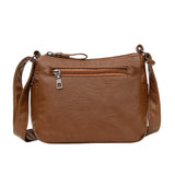 Women Large Capacity Multilayer Zipper Bag PU Leather Shoulder Handbag