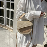Women Straw Beach Shoulder Bag Saddle Handbag Crossbody