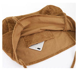 Corduroy Shoulder Bag Large Capacity Tote Handbag Folding Shopping Bags
