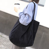 Corduroy Shoulder Bag Large Capacity Tote Handbag Folding Shopping Bags