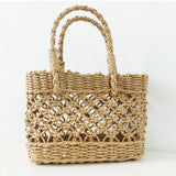 Women Hollow Out Beach Bag Straw Handbag Casual Shoulder Bolsa