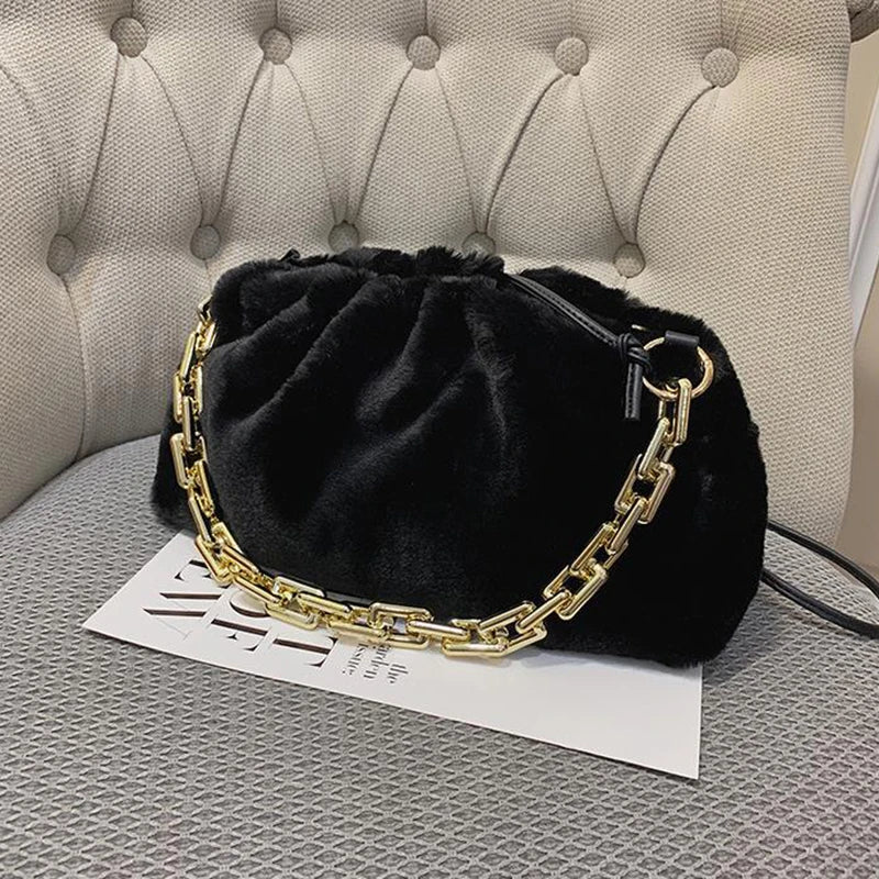 Plush One-Shoulder Messenger Bag Chain Handbag