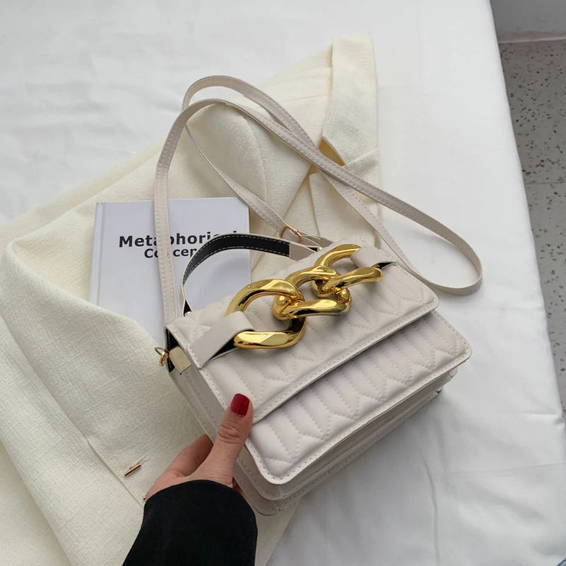 Thick Chains Plaid Shoulder Bag Casual Crossbody Bag